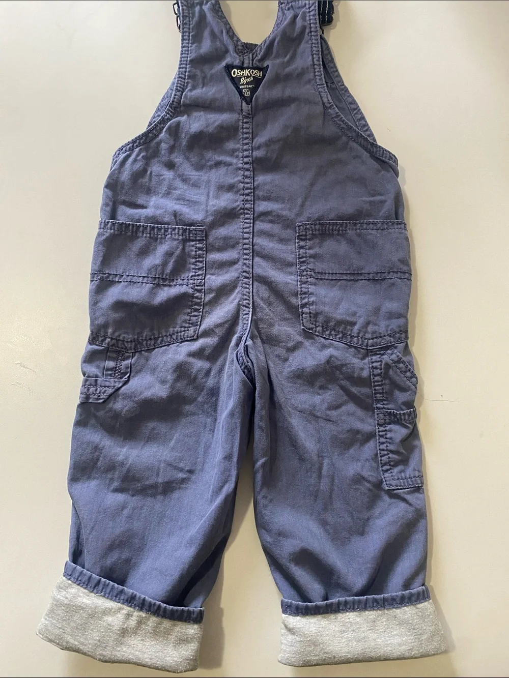 OshKosh B'gosh Navy-Blue Kids Striped-strap Overalls